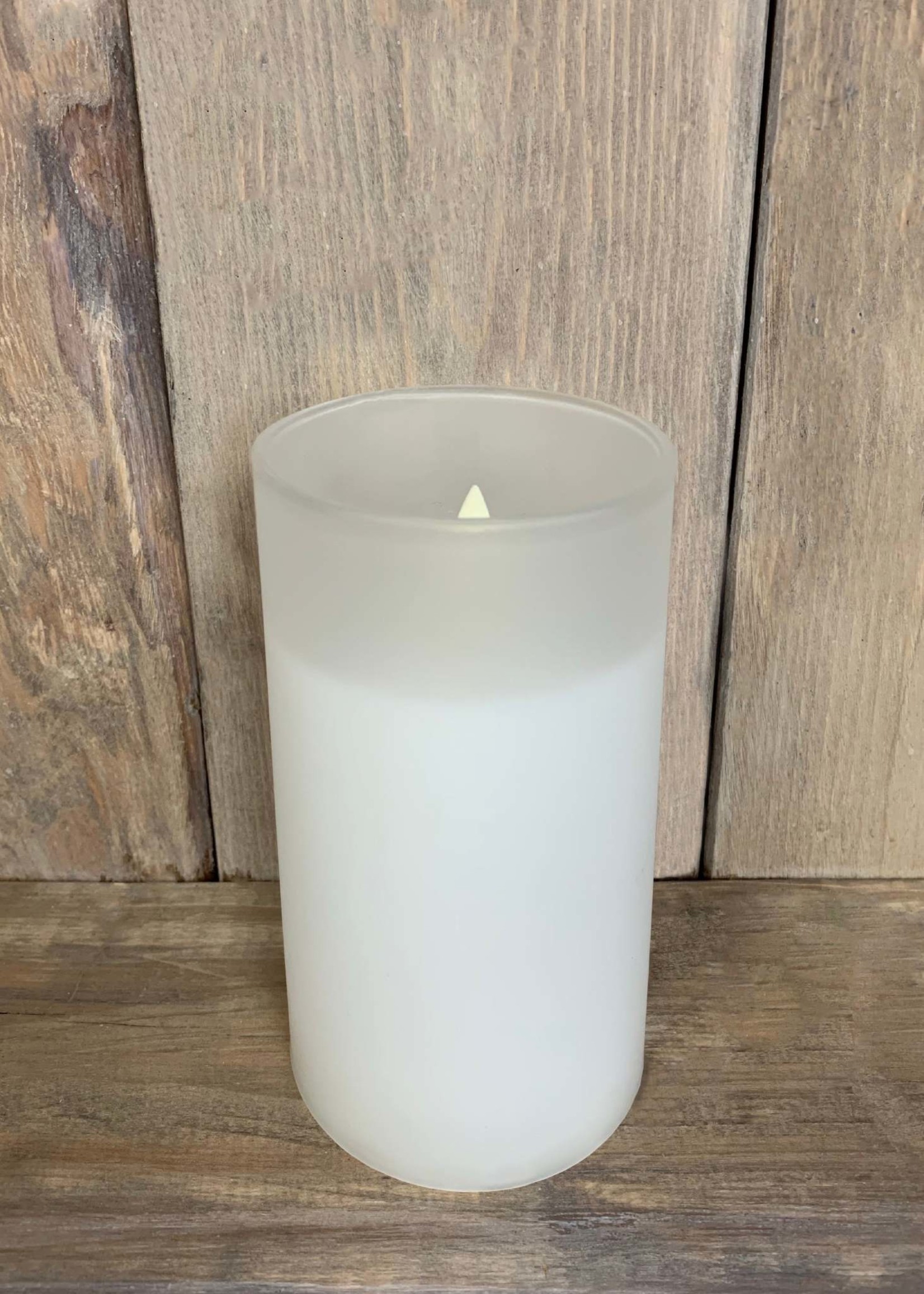 Frost Glass Holder with Moving LED Candle Flame