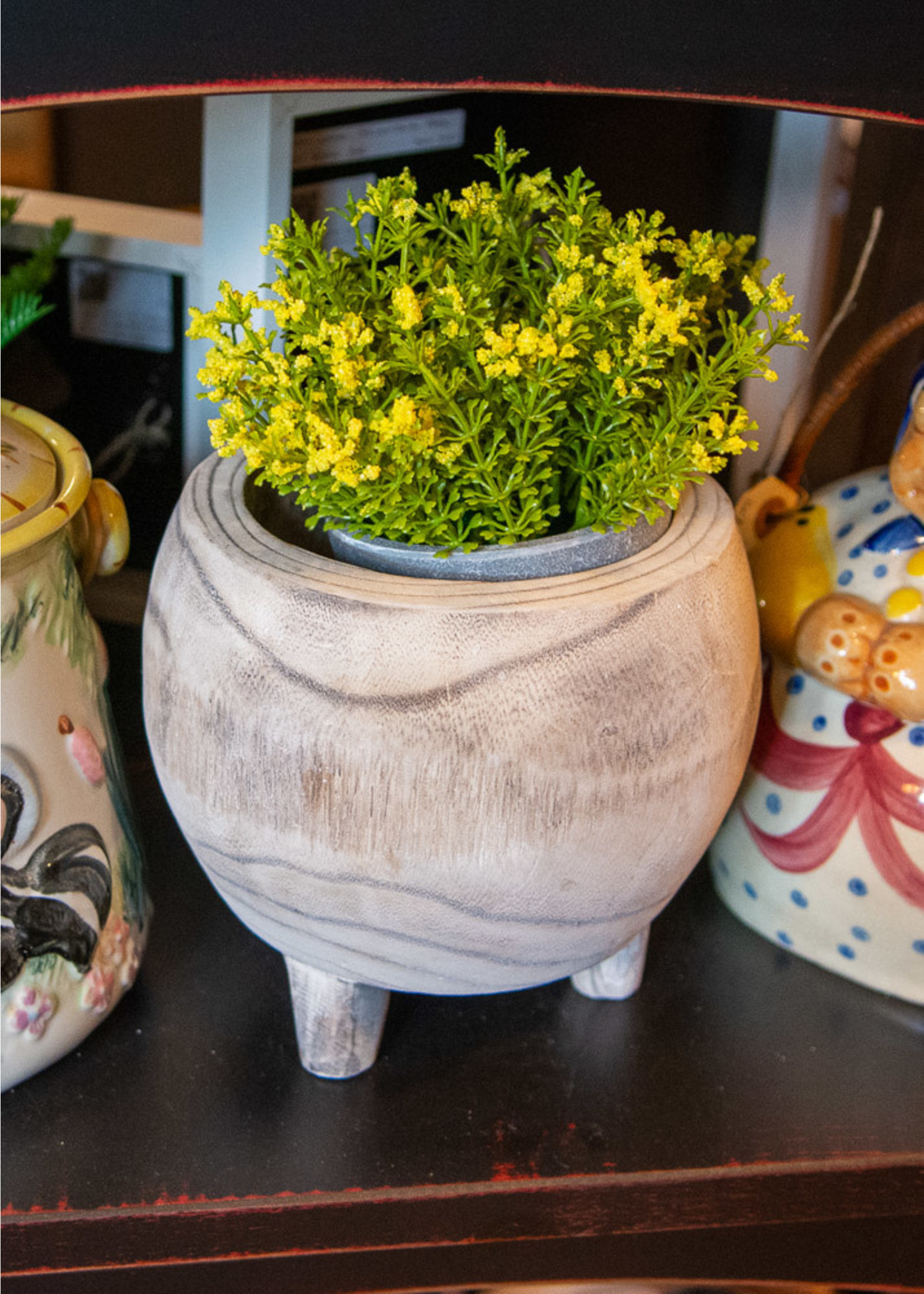 Wooden Round Medium Pot with Legs