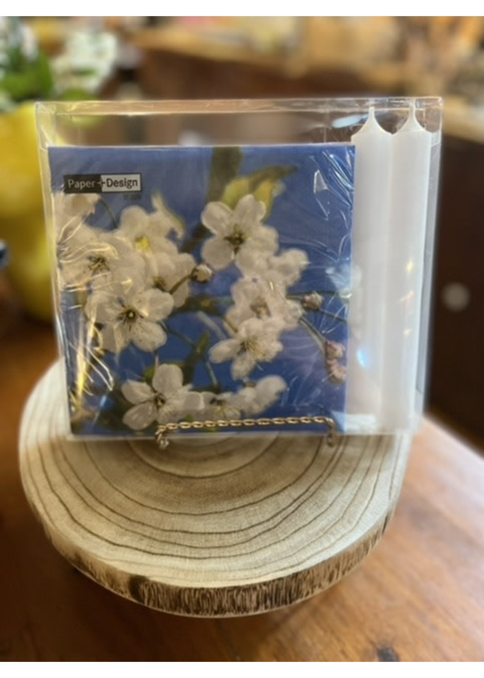 Blossom & Sky with White - Napkin Candle Gift Set