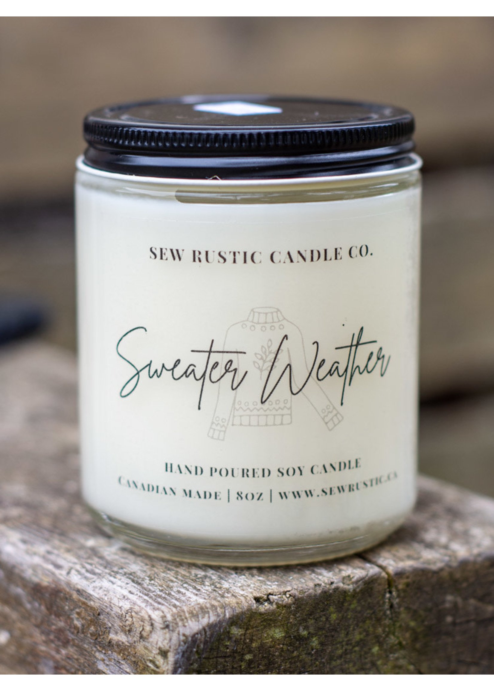Sew Rustic Sweater Weather 8oz Candle Jar