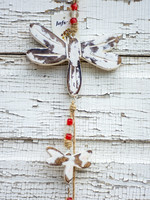 White Dragonfly Mango Wood Bell Chime