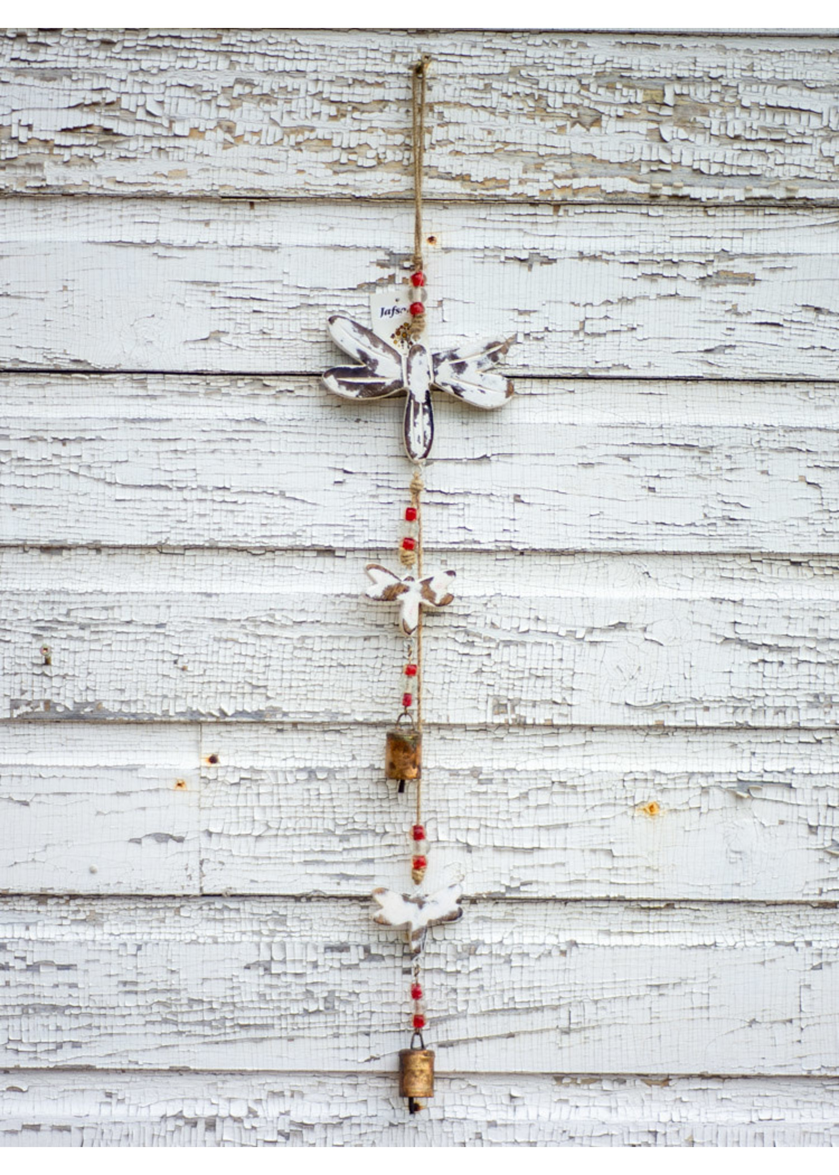 White Dragonfly Mango Wood Bell Chime