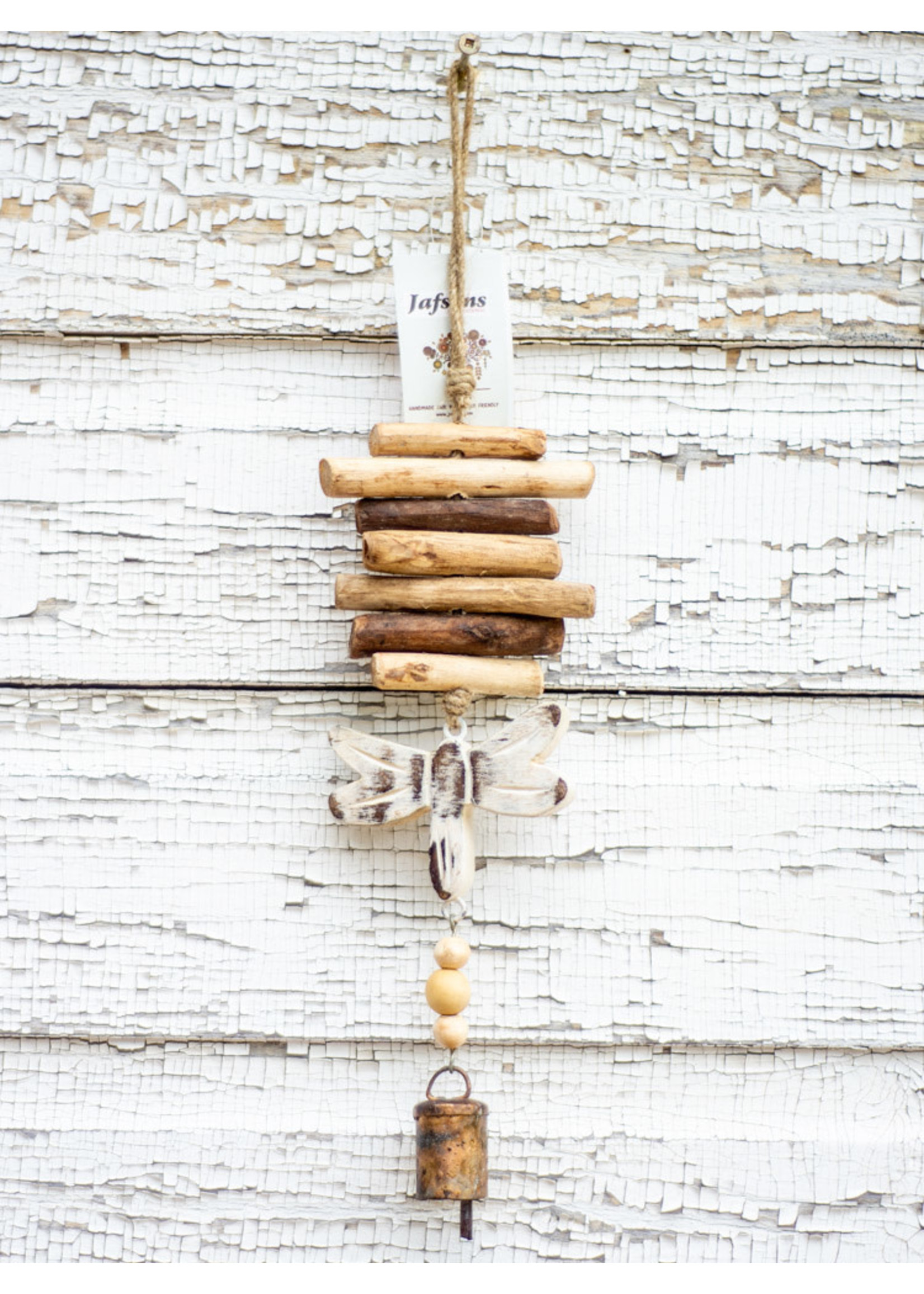 White Dragonfly Driftwood Bell Chime