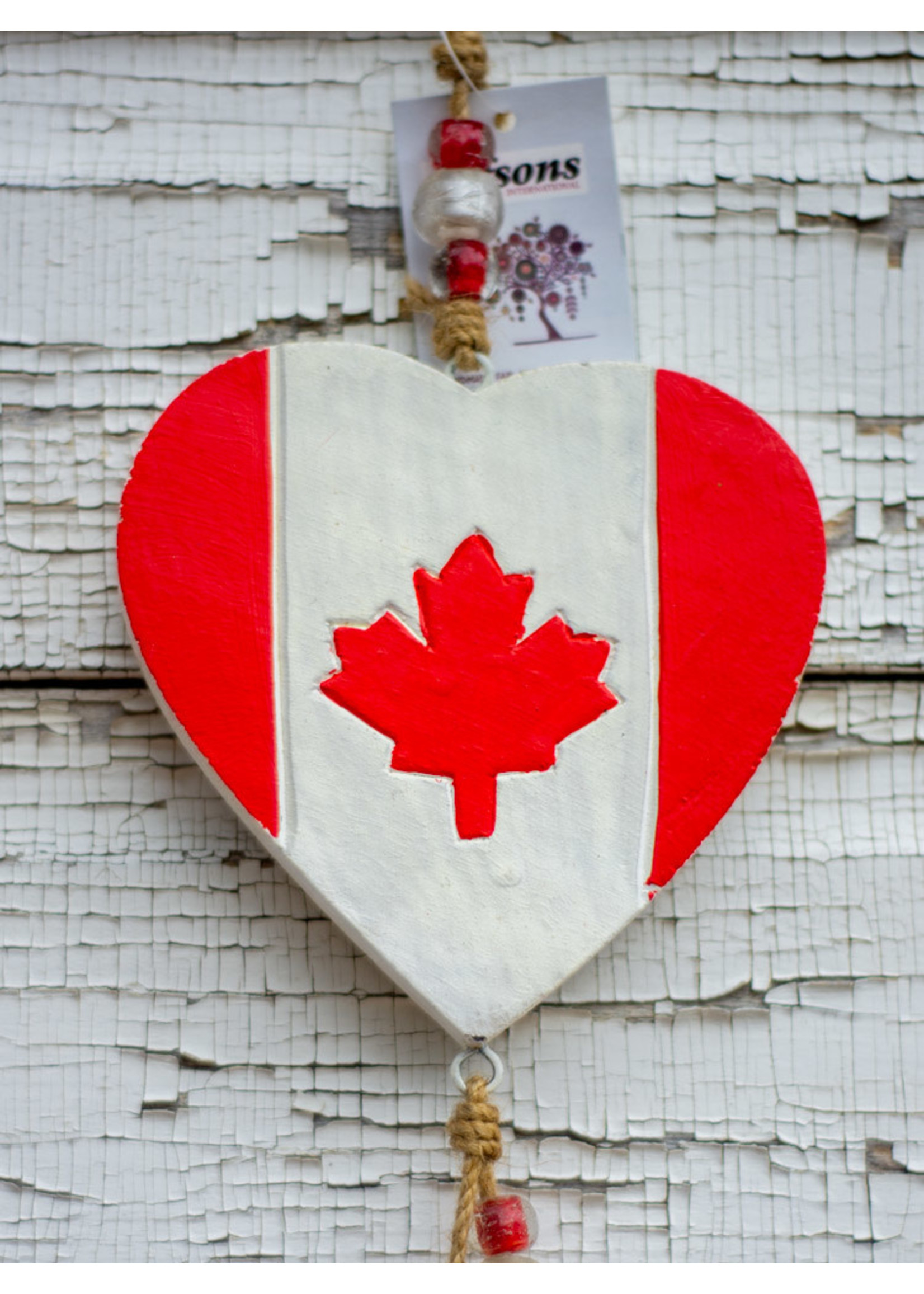 Canada Heart Mango Wood Bell Chime