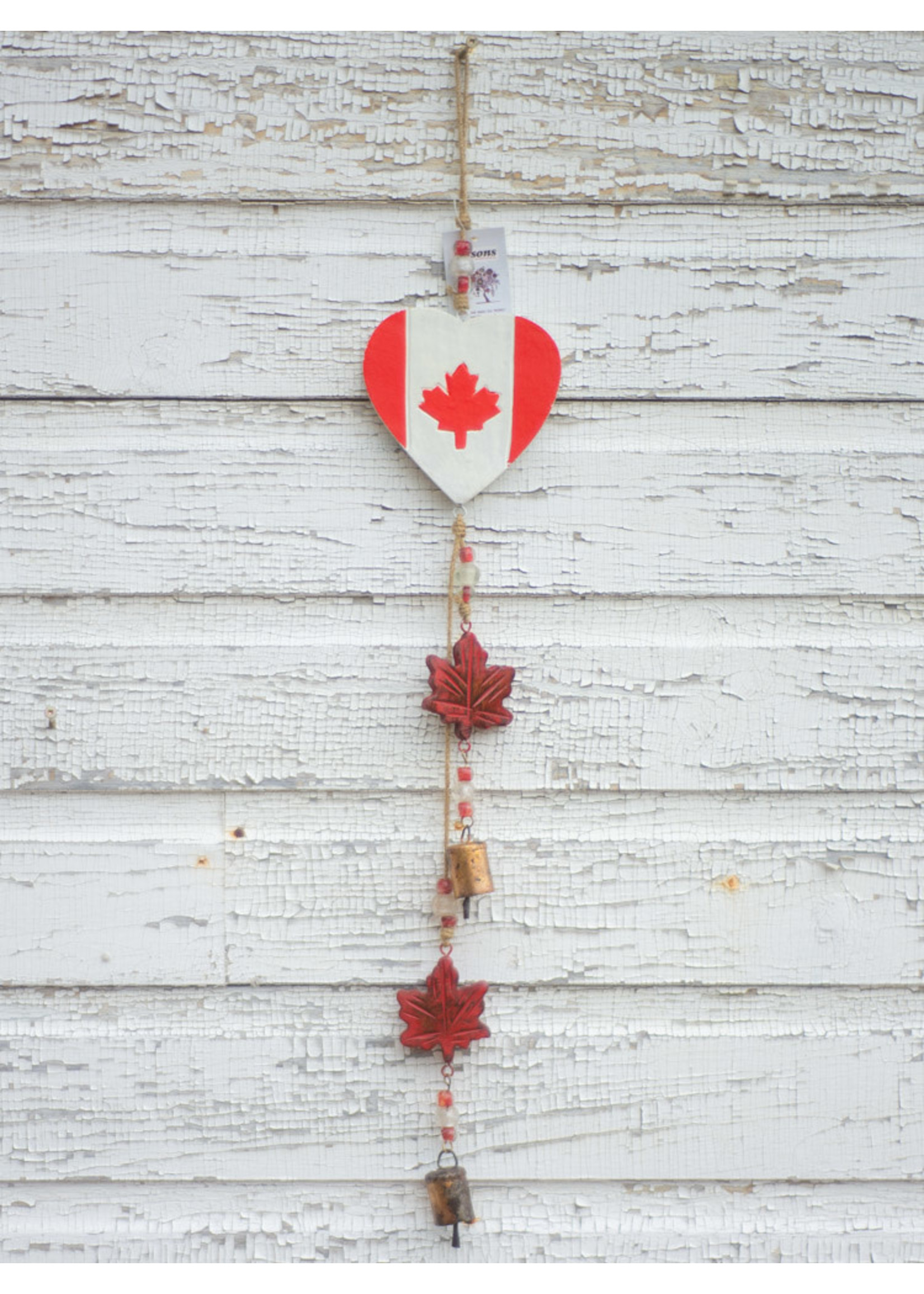 Canada Heart Mango Wood Bell Chime