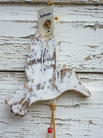 White Hummingbird Mango Wood Bell Chime