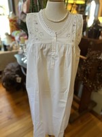 Nice n' Comfy Embroidered Cotton Nightgown with Purple Flowers