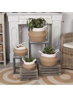 Jute Belly Basket White & Natural Small