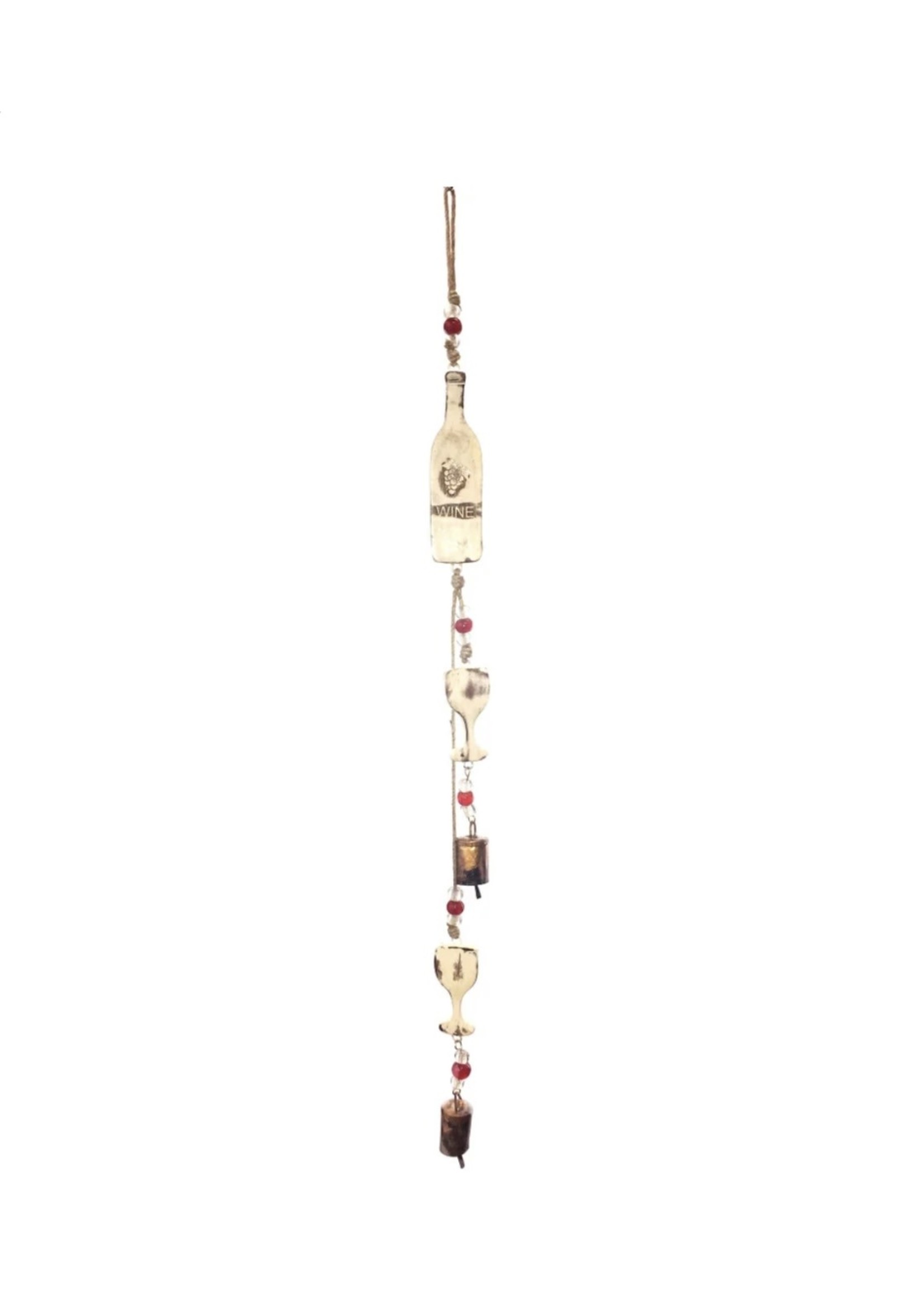 Mango Wood Bell Chimes - Wine Vintage White 32"