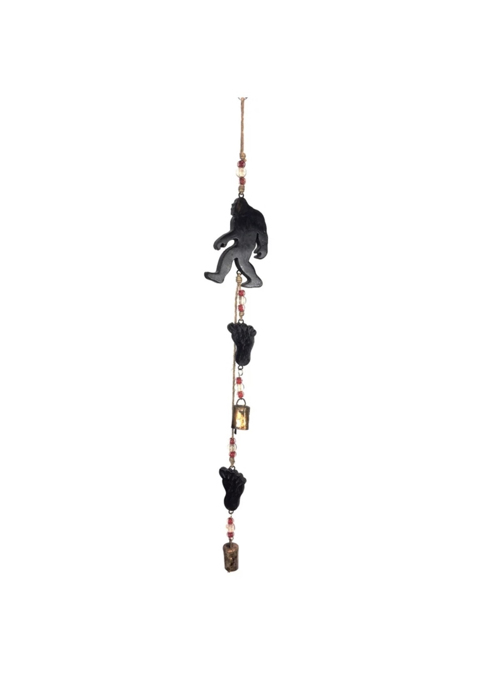 Mango Wood Bell Chimes - Bigfoot Sasquatch Vintage Black 32"