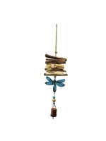 Driftwood Bell Chimes - Dragonfly Vintage Blue 18"