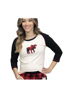 Lazy One Moose Plaid Women's Fitted Tee