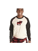 Lazy One Moose Plaid Men's Long Sleeve PJ Tee