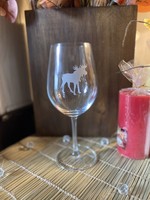 Etched Crystal Stemmed Wine Glass