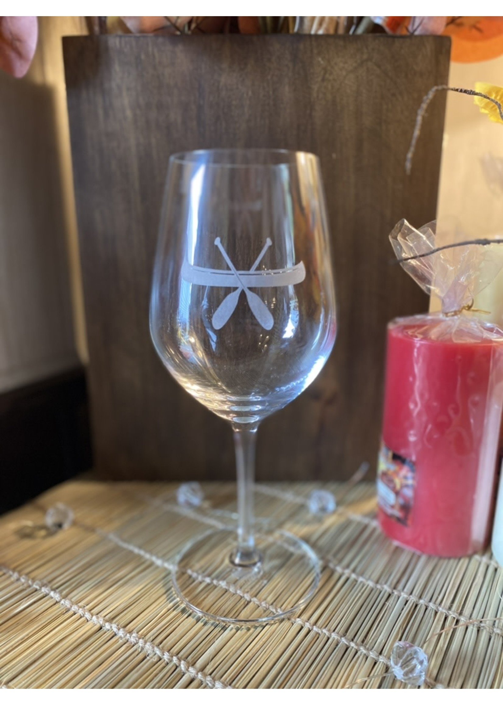 Etched Crystal Stemmed Wine Glass