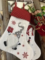 Gnome Christmas Stocking with Grey Hat - 20”