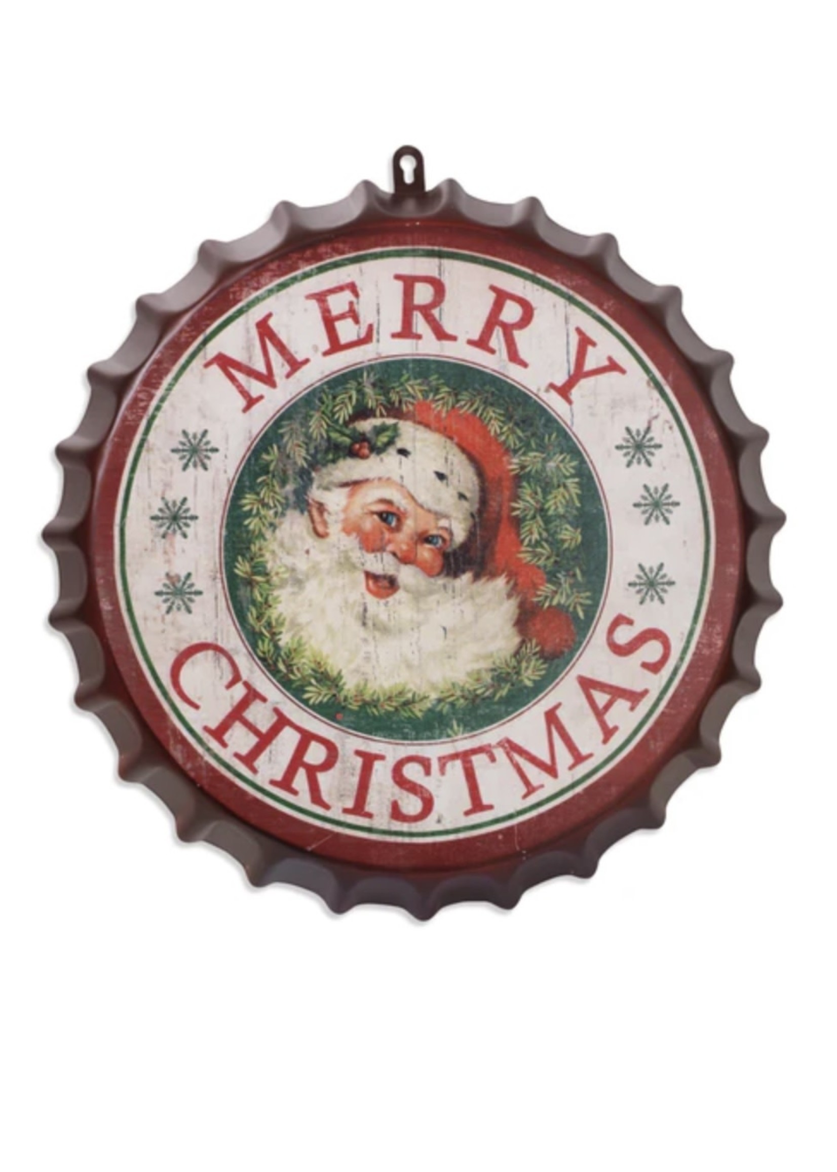 16.5"H Metal "MERRY CHRISTMAS" Bottle Cap Decor - PICK UP ONLY