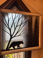 Diana Jenkins Hand Painted Antique Window - Bear - PICK UP ONLY