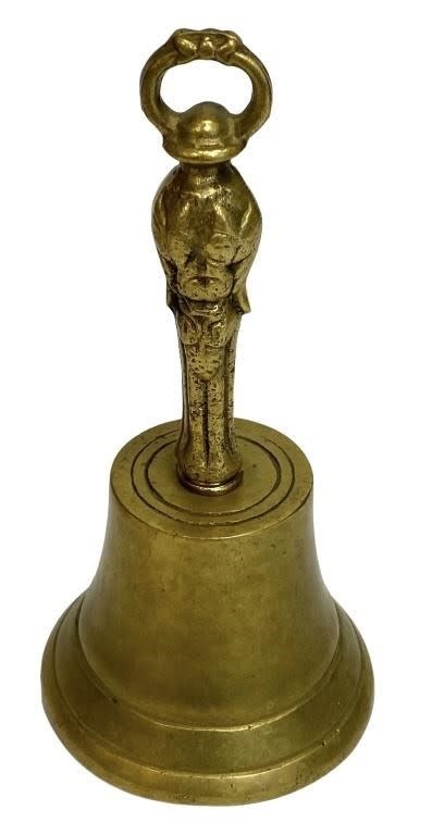 Vintage Solid Brass Lady Bell, Hand Bell, Southern Belle Solid Brass,  Miniature Bell, Attention OR Dinner Bell, DUTCH Girl, Original Clacker 