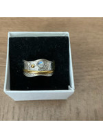 Monica Mehta Sterling Silver Designer Spinner Ring w Moonstone - Size 8