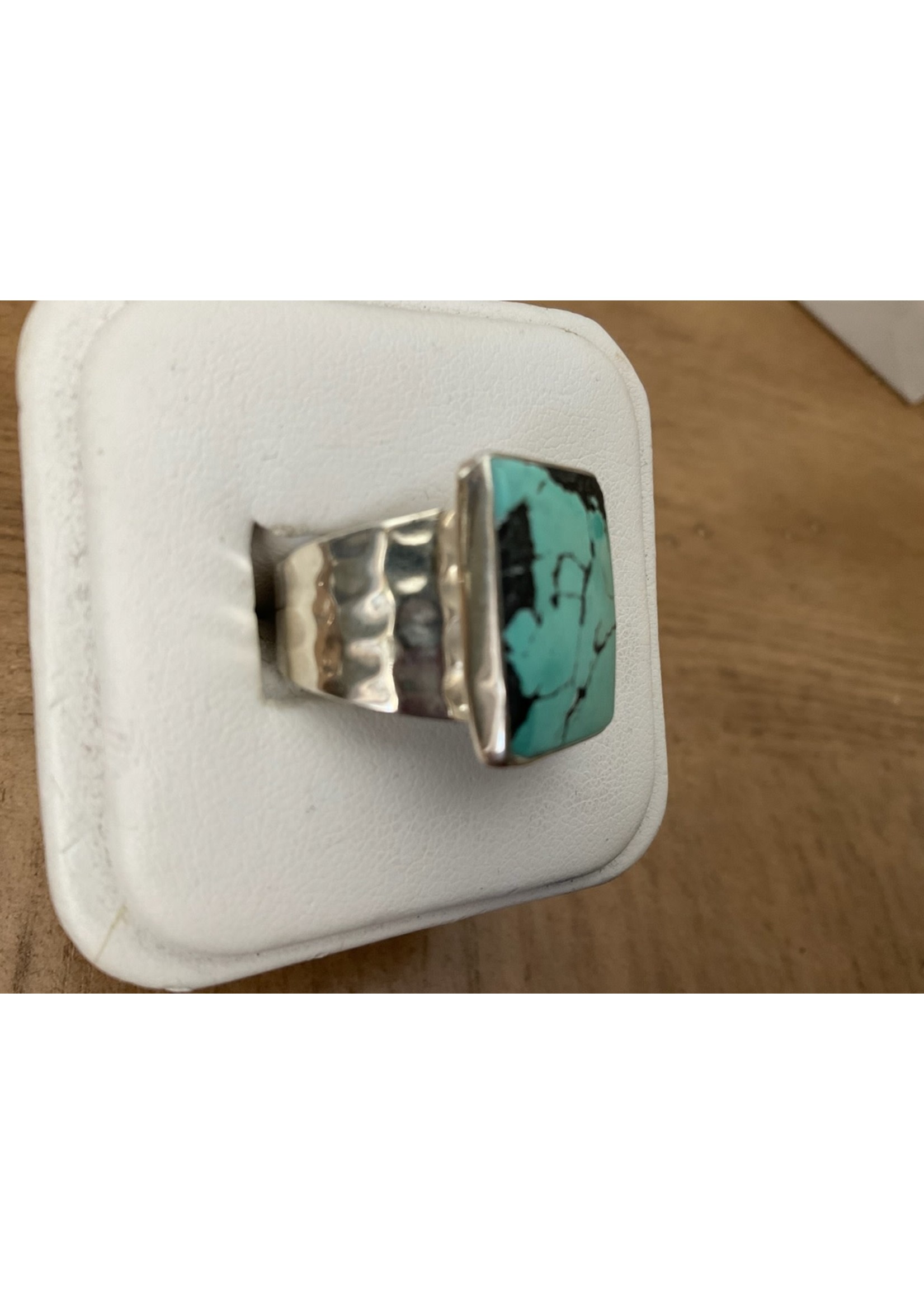 Sterling Silver with Large Turquoise Ring - SZ7