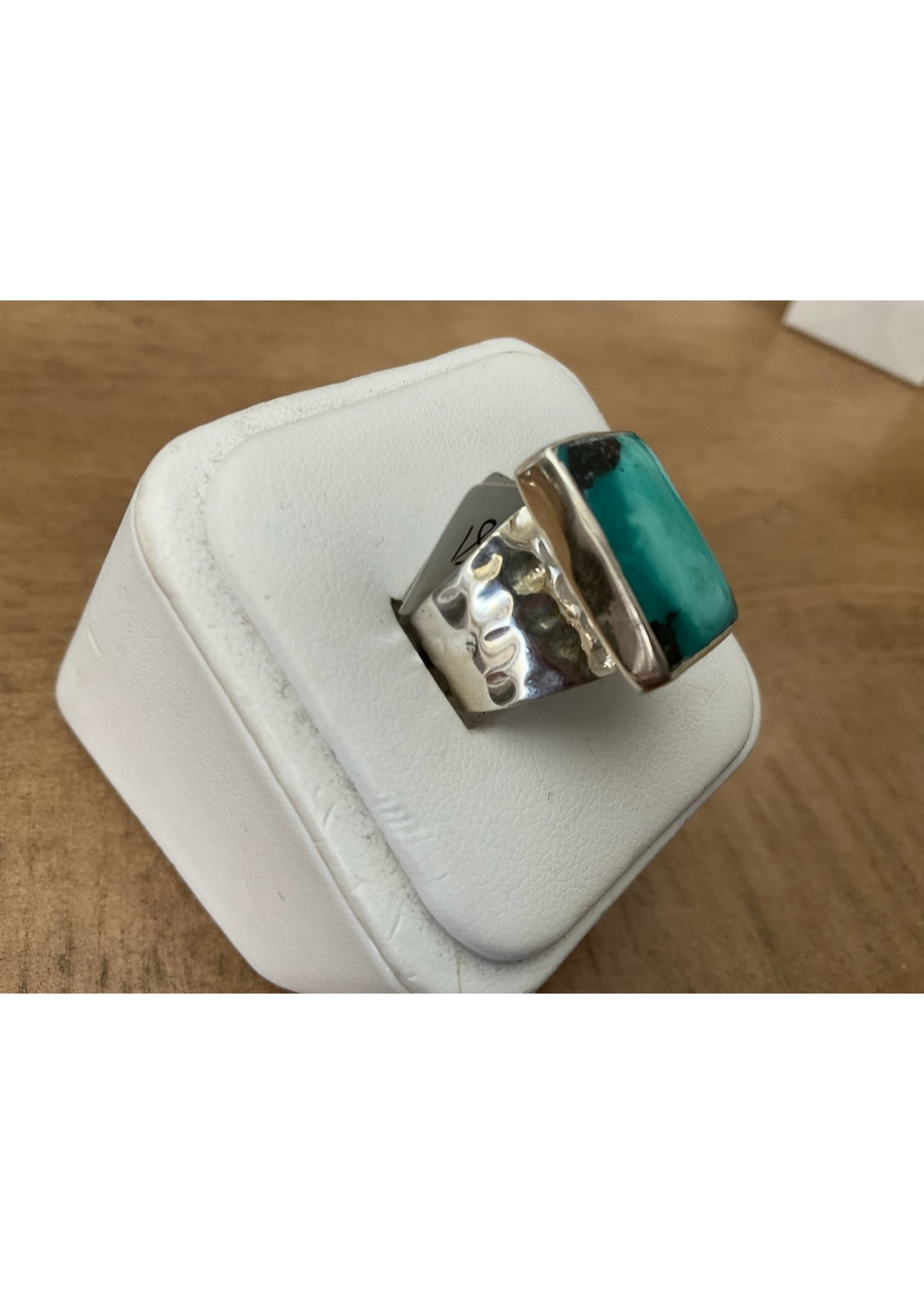 Large Sterling Silver Ring with Turquoise - SZ9