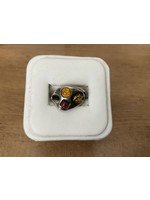 Sterling Silver Designer Amber Ring - SZ6 1/2