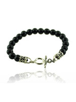 Faceted Onyx Bracelet w Sterling Closure  (NOT STRETCHY)