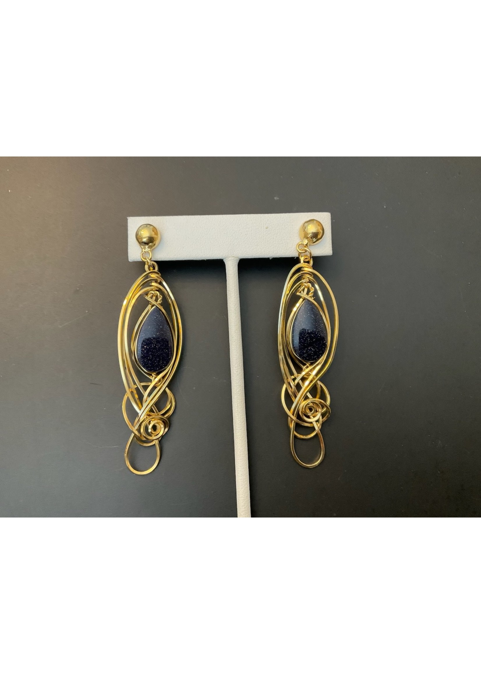 Black Obsidian Handcrafted Earrings - Gold Plated