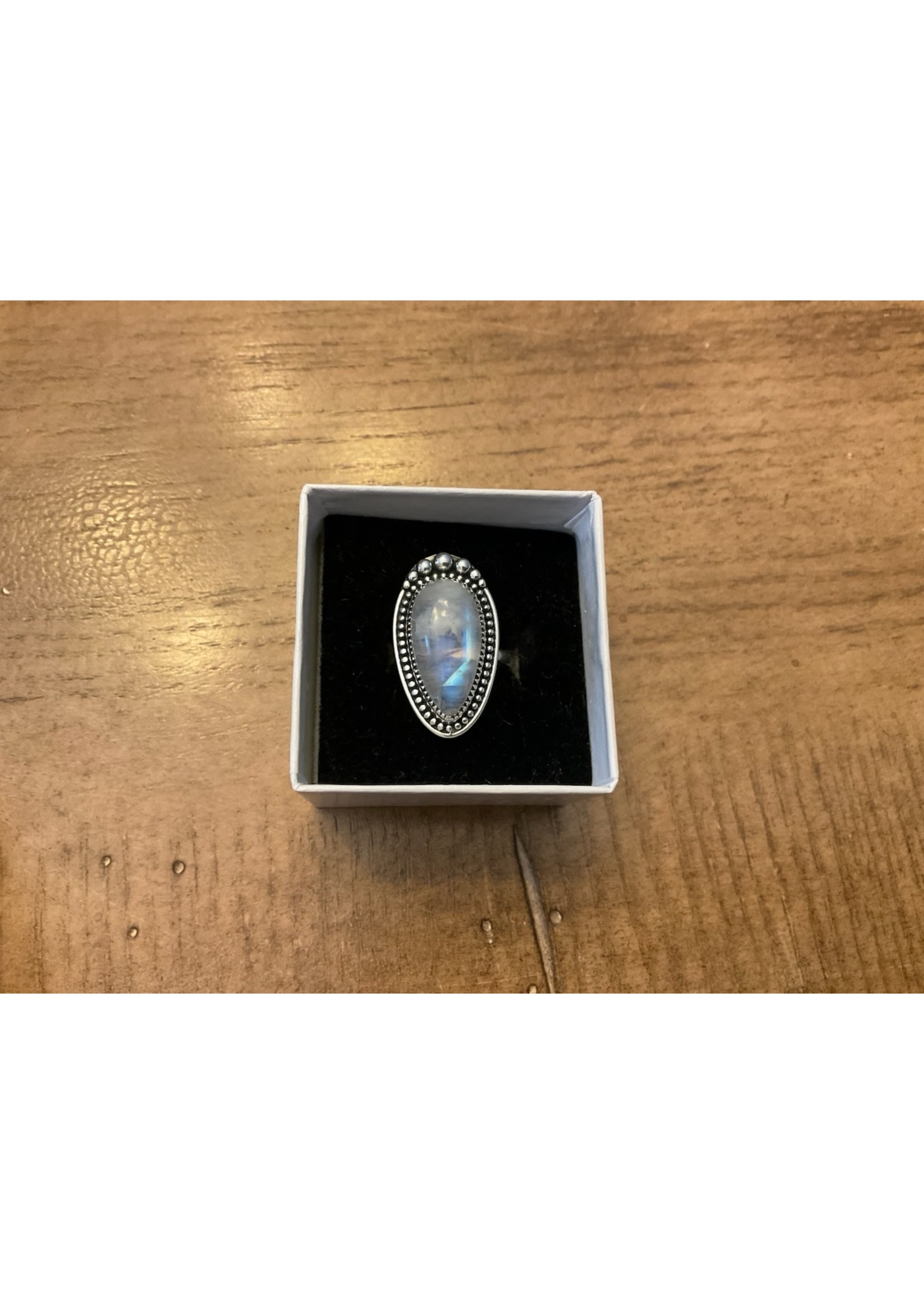 Stirling Silver Moonstone Ring - Teardrop