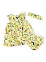 Baby Mode Girls 3 Piece INF Dress Set: Rainbow Animal