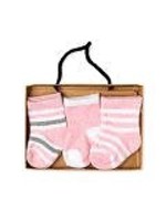 Jesse & Lulu 3 Pairs Crew Sock In a Box: Pink