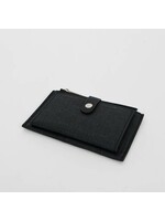 Small Wallet w Credit Card Holder & Zip Coin Pocket - Black