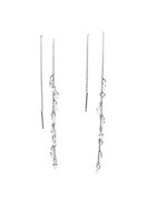 Jacequeline Kent Earrings Crystal on fine chain - Silver