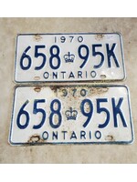 1970 ONTARIO License Plate Pair