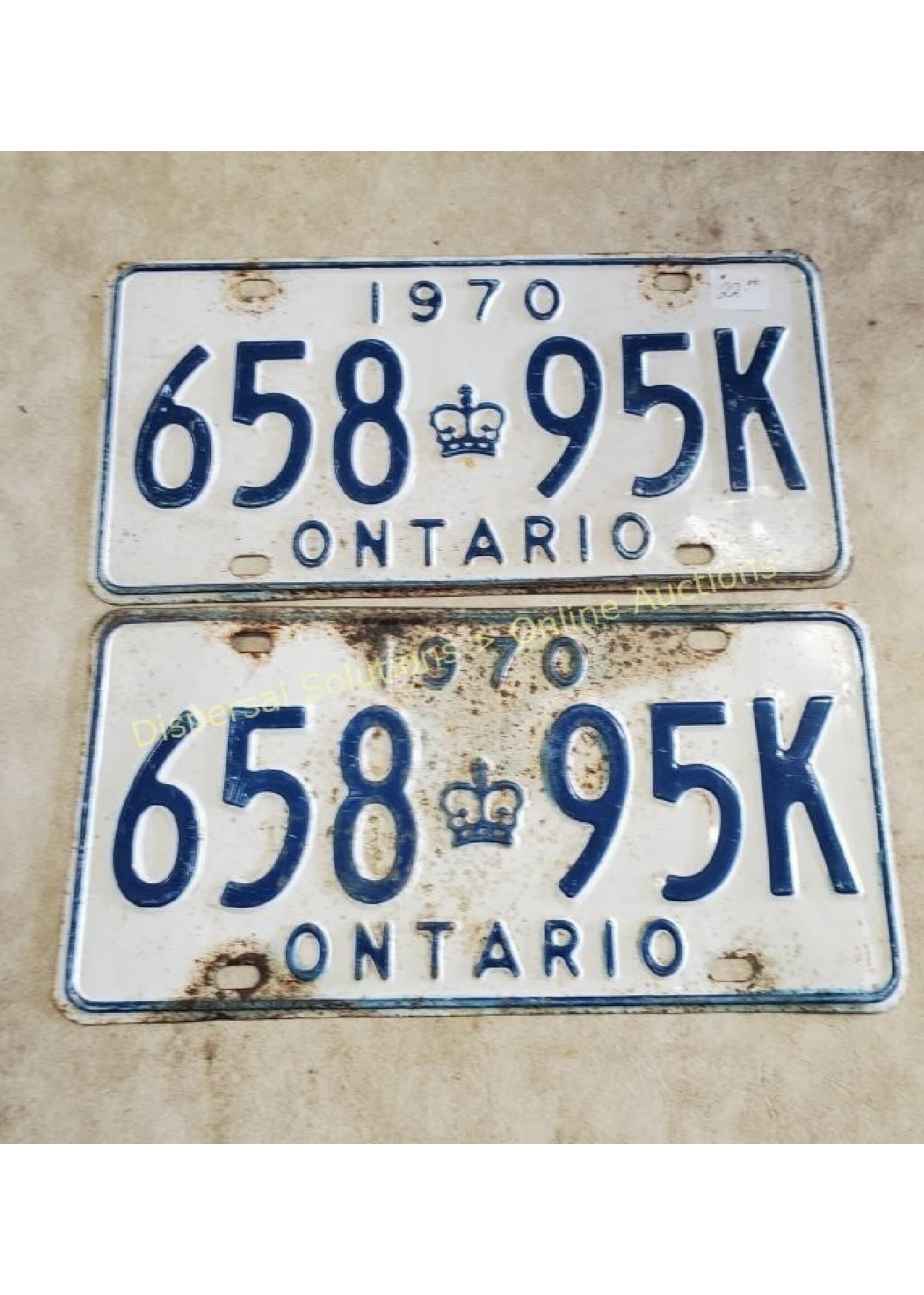 1970 ONTARIO License Plate Pair