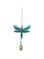 Iron Bell Chimes - Dragonfly Patina Green 16"