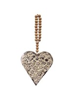 Mango Wood Heart with Beads - Butterflies & Dragonflies 6"