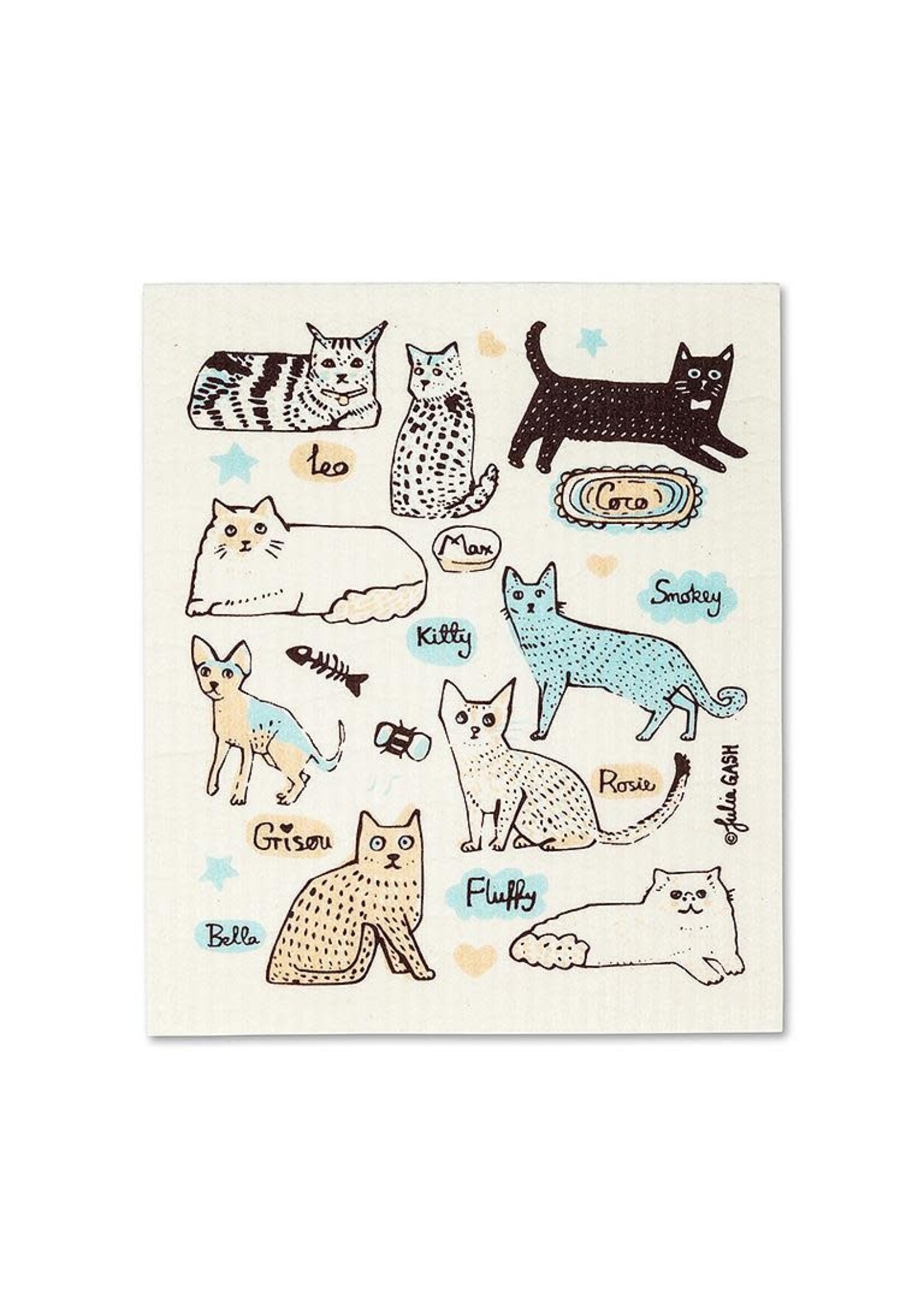 Cats with Names Dishcloths. Set of 2