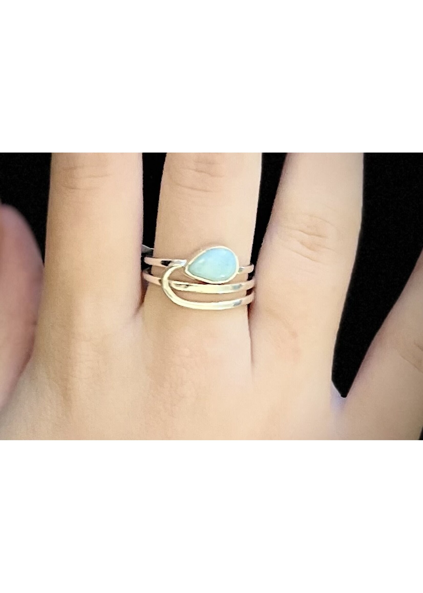 Monica Mehta Designer Ring - Sterling Silver - Larimar Sz 9