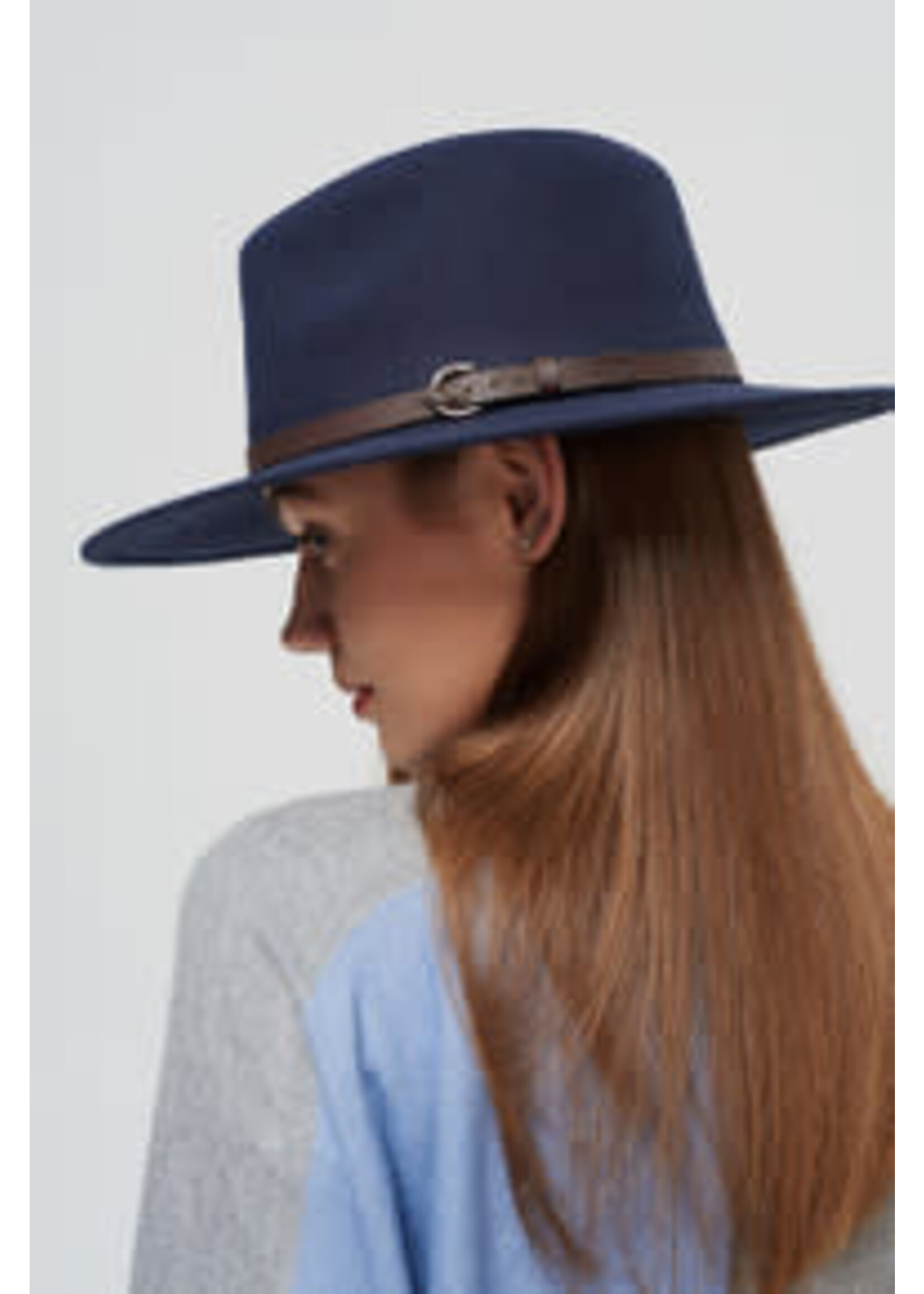 Navy Fedora with Hat Band