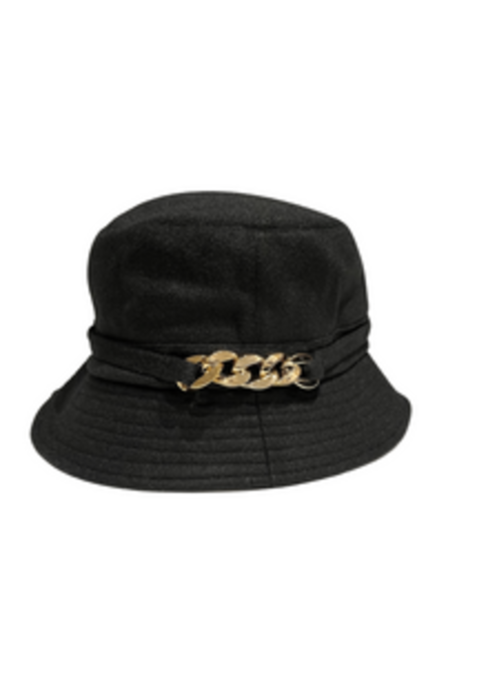 Bucket Hat Black w Chain embellishment