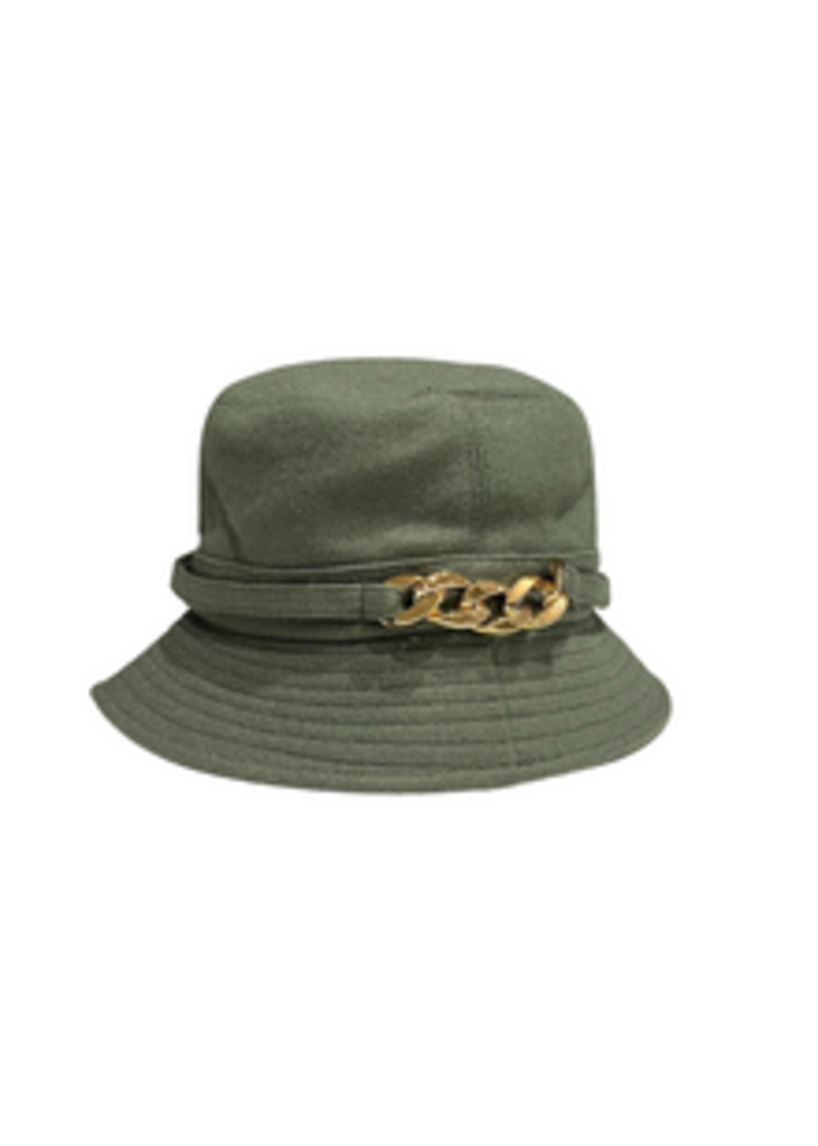 Bucket Hat - Olive Green w Chain Embellishment