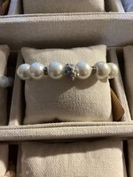 Monica Mehta White Pearl Bracelet w Crystals