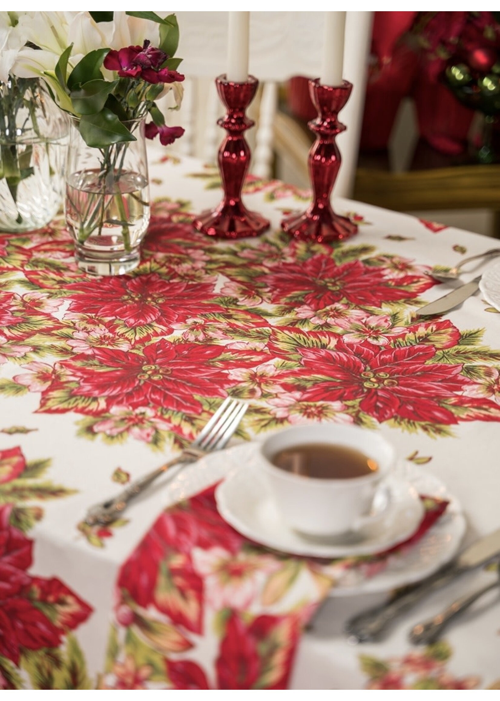 April Cornell Poinsettia Tablecloth - 60” x 90”