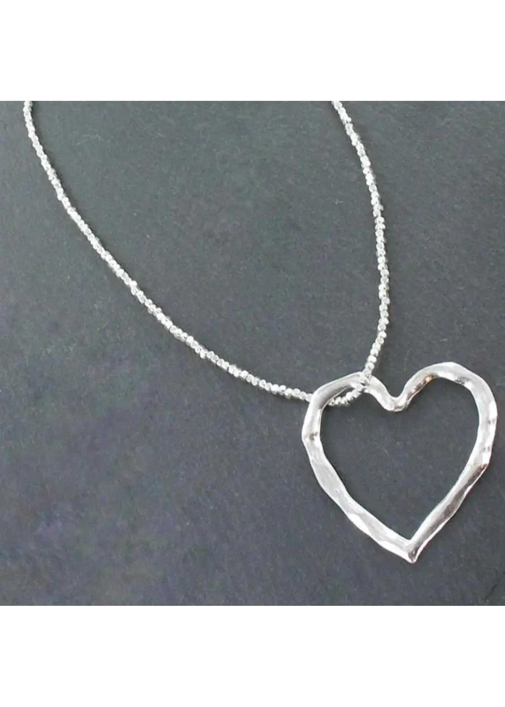 Open Heart Necklace In Silver Plate