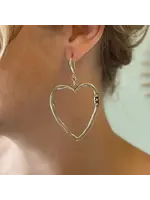 Open Heart Earrings in Silver Plate