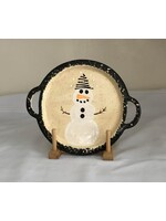 Clayworks Round Handed Tray - Snowman