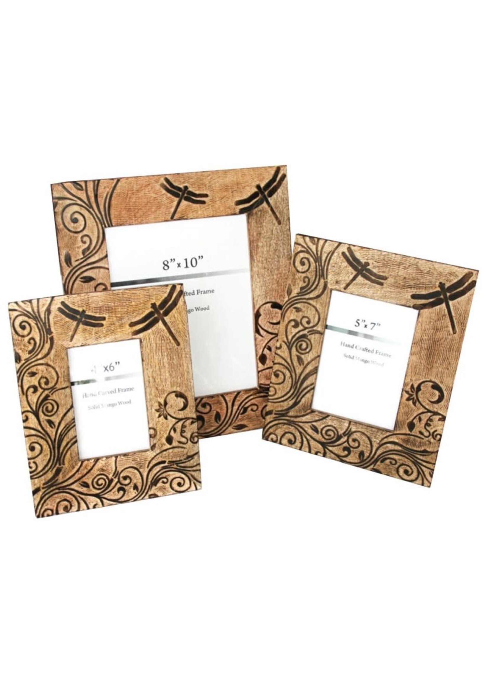 Mango Wood Photo Frame 5x7 Dragonflies