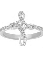 STERLING SILVER CZ RING RHODIUM PLATED.